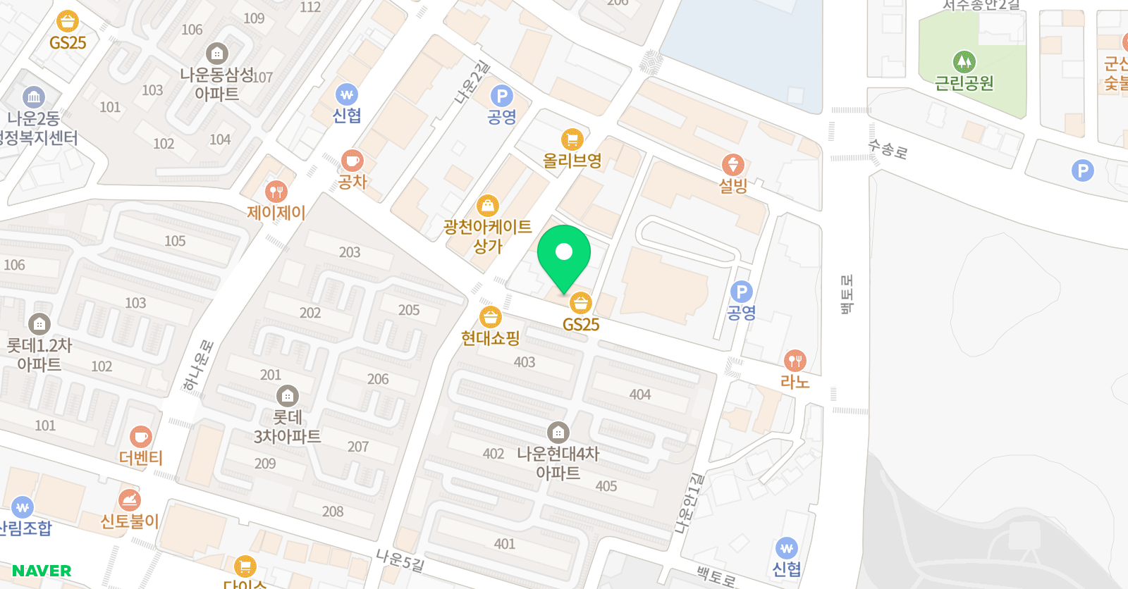 윤선생영어숲 신군산학원 위치