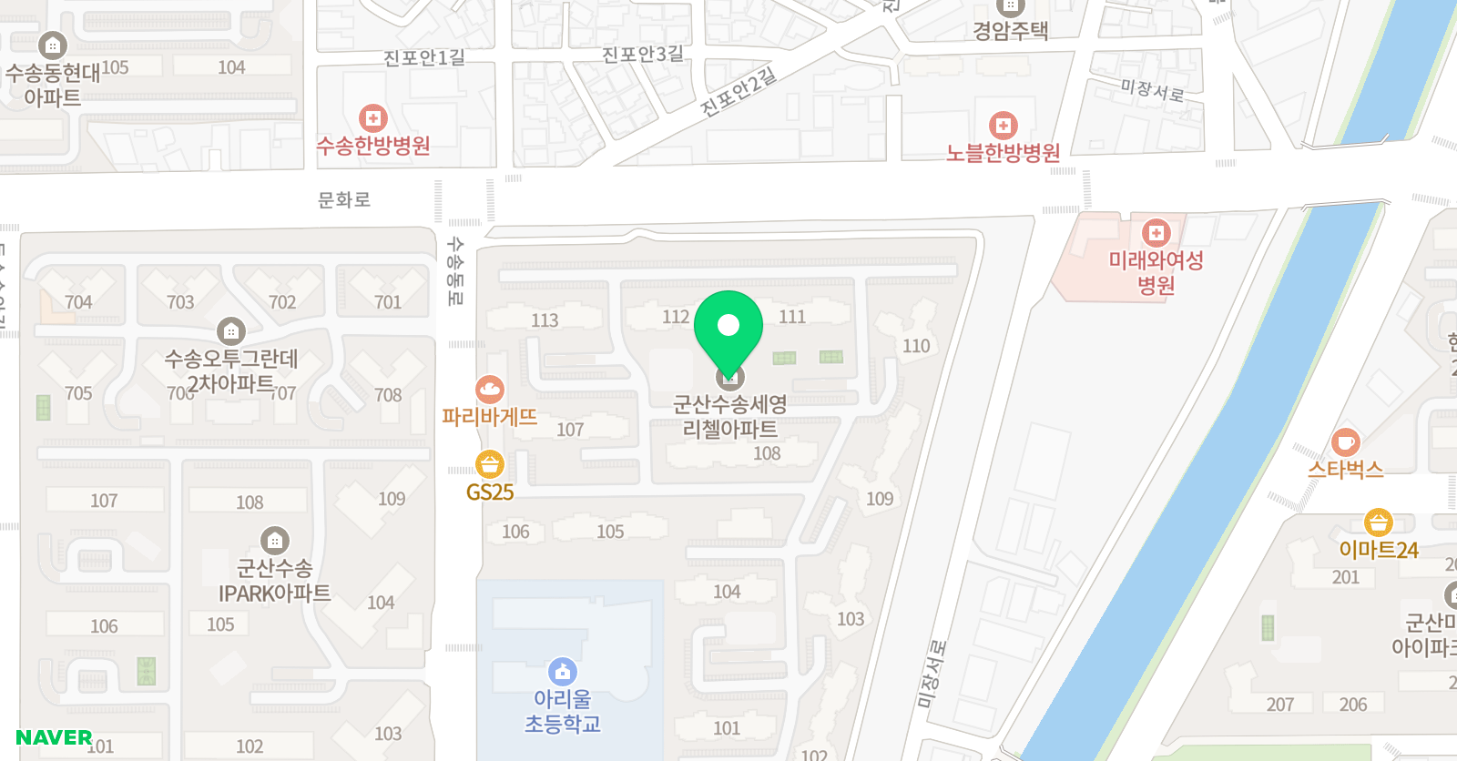 뮤엠영어 아리울점 위치