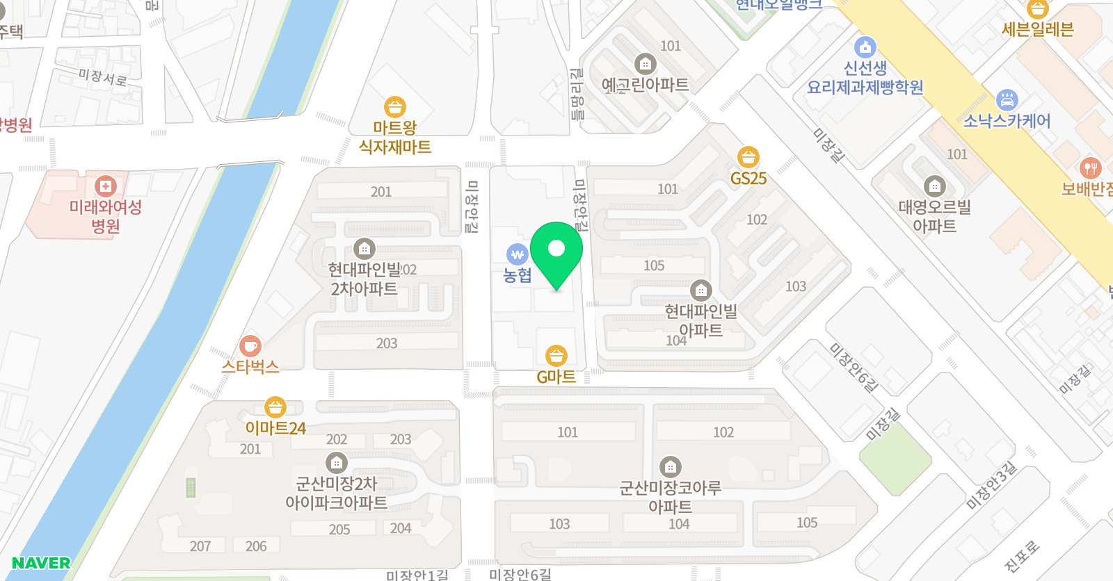 딩딩딩뮤직스쿨 음악학원 군산미장원 위치