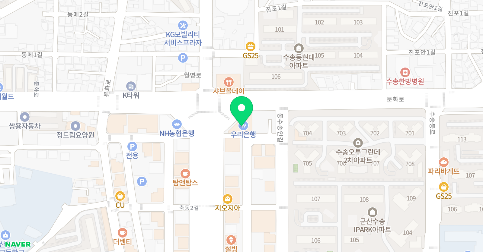 굿디자인 미술학원 수송캠퍼스 위치