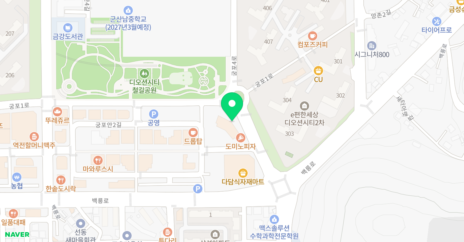 허브 미술학원 위치