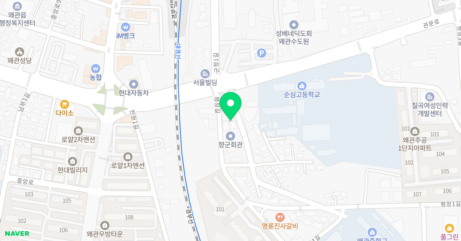 뮤엠 영어 왜관점 위치