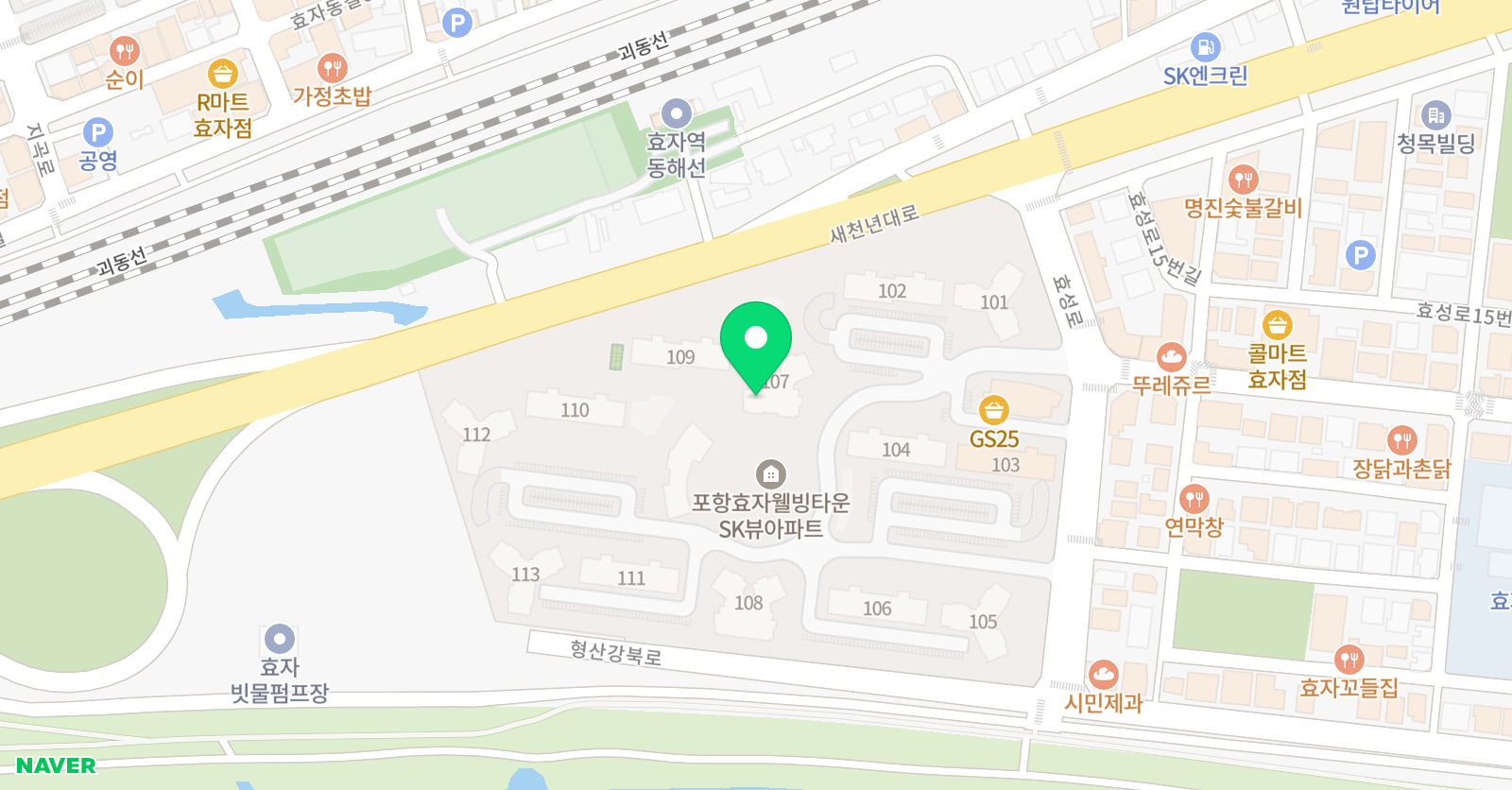 아소비 교육원 포항 효자SK뷰점 위치