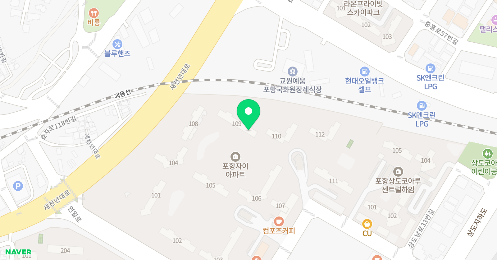빨간펜 수학의달인 포항자이점 위치