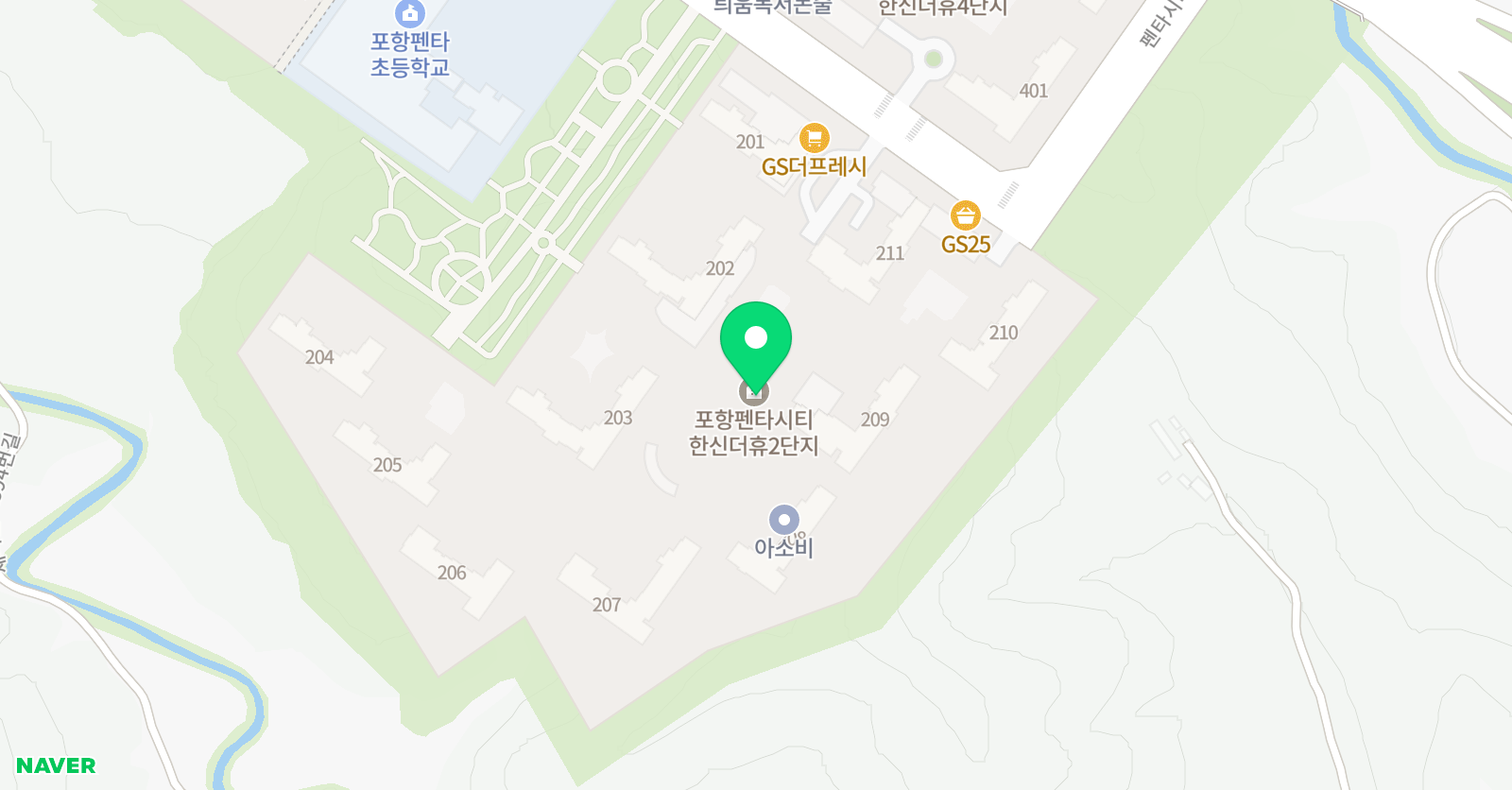 아소비 포항 펜타시티 한신점 위치