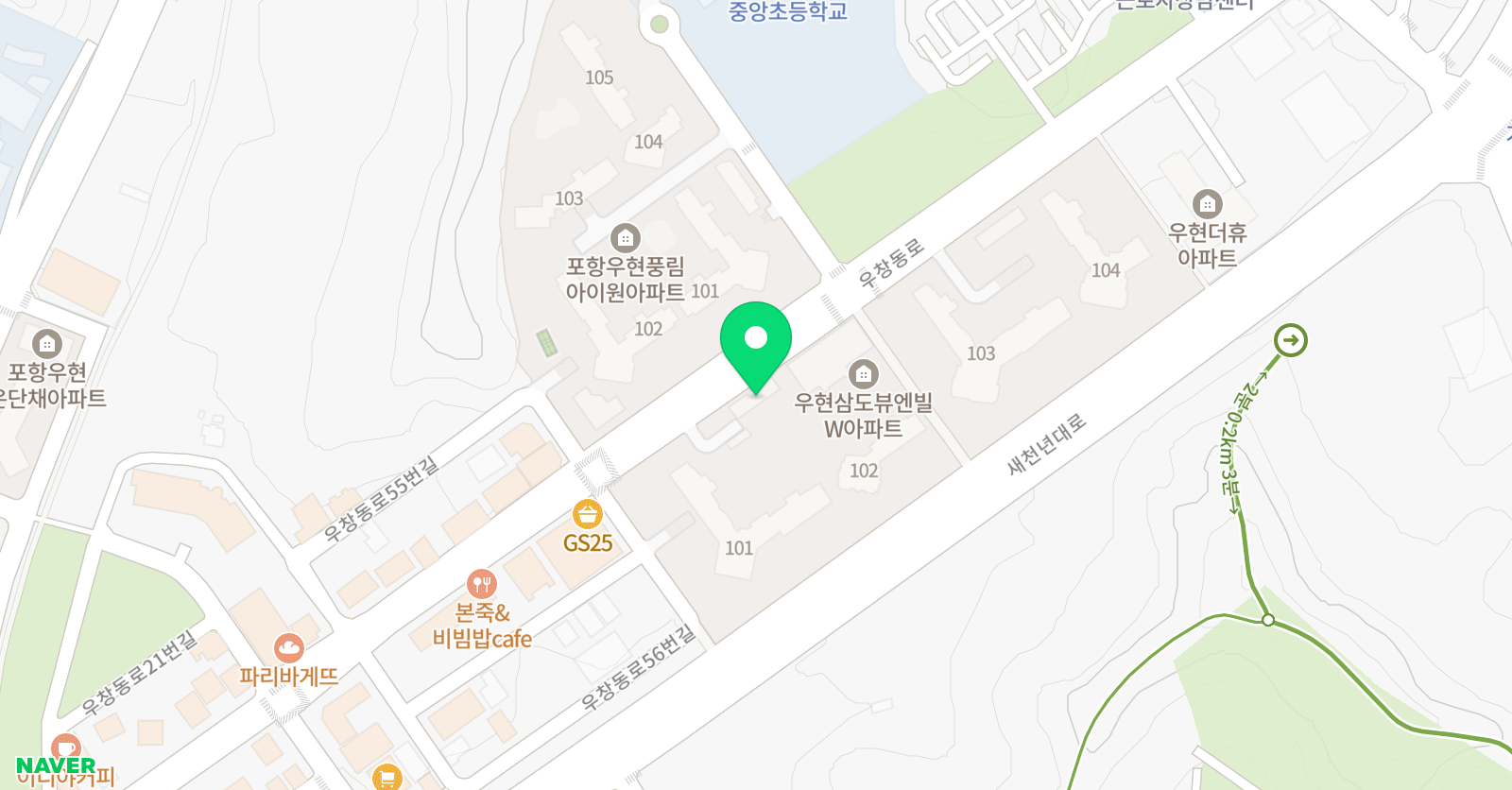 스마트해법 수학 포항우현점 위치
