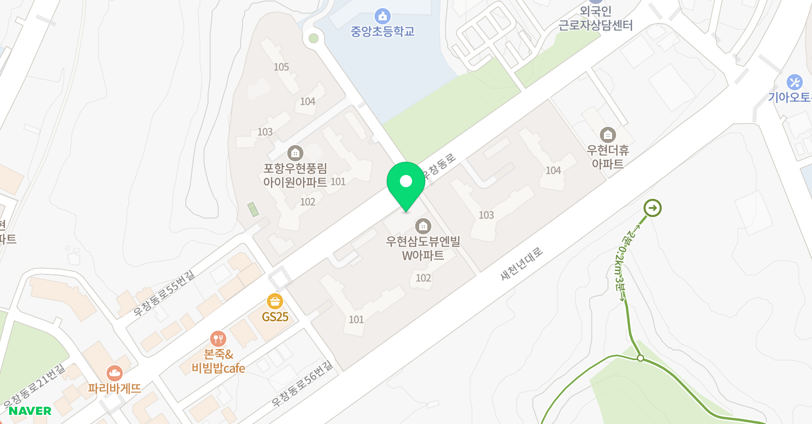 튼튼 영어마스터클럽 포항우현 어학원 위치