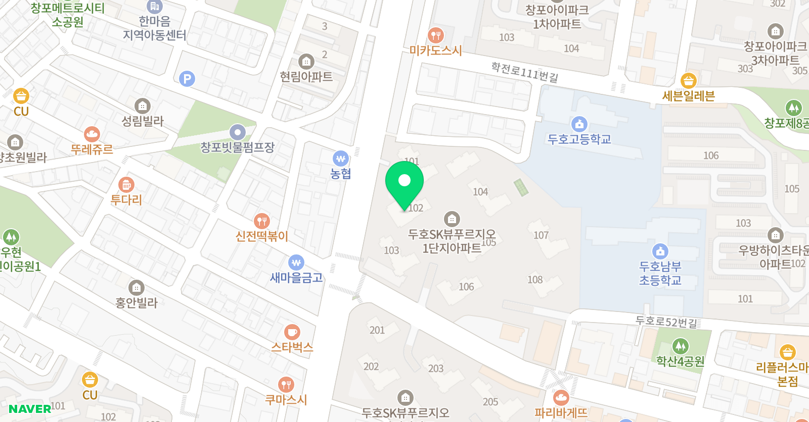 기탄 사고력교실 두호SK점 위치