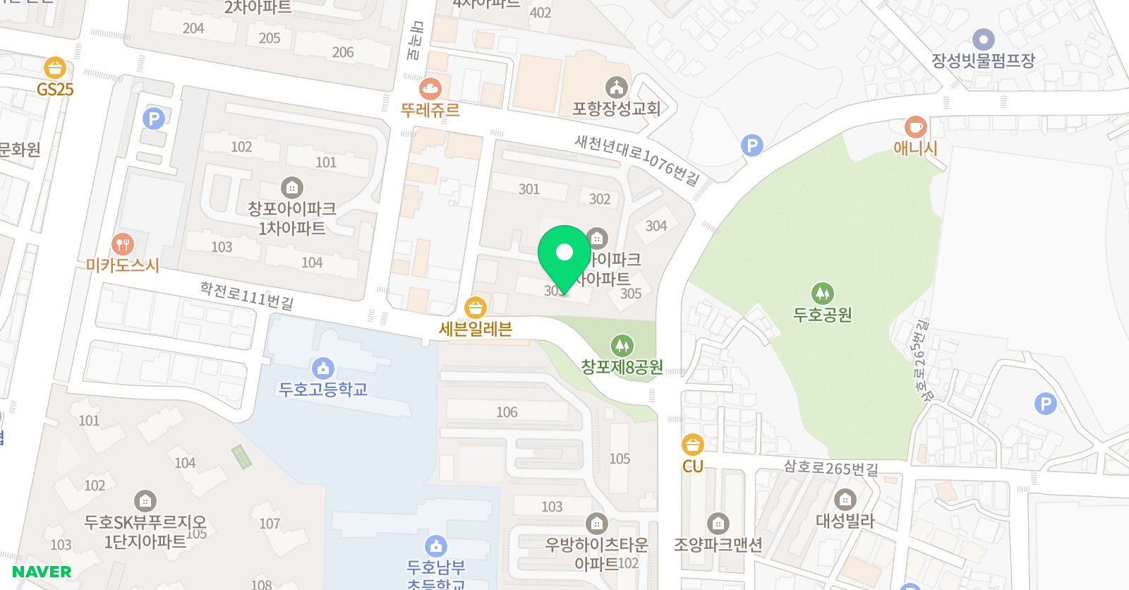 빨간펜 수학의달인 창포아이파크점 위치