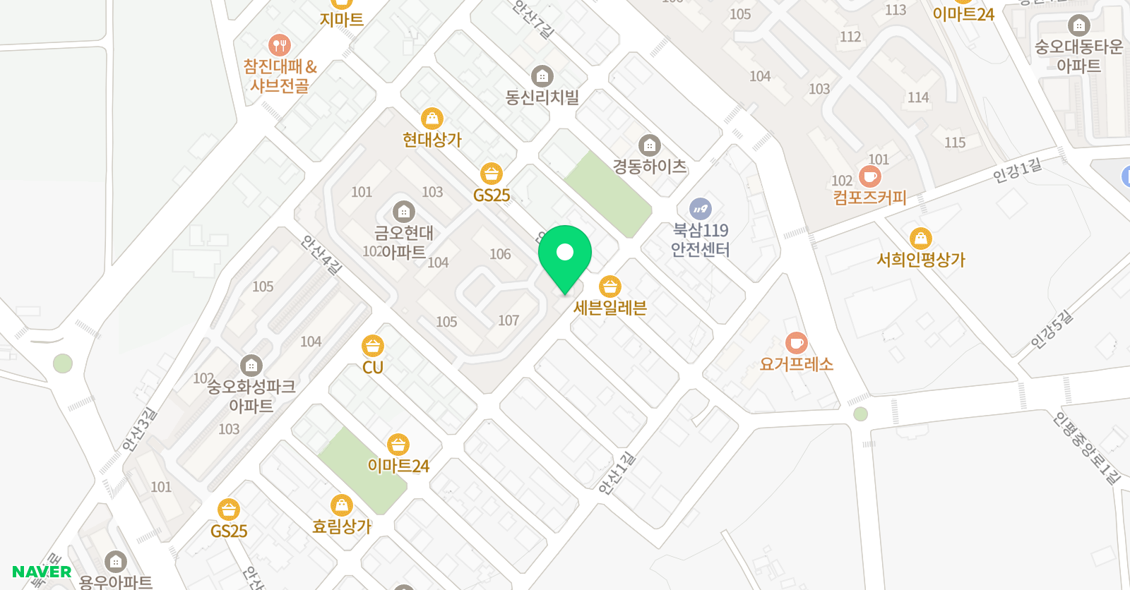 현대 태권도 위치