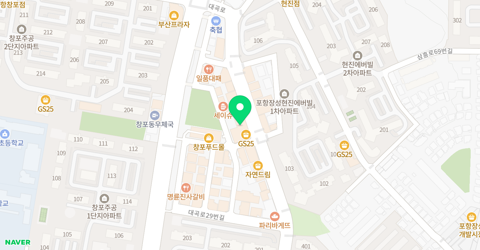 이투스 수학학원 두호장량점 위치