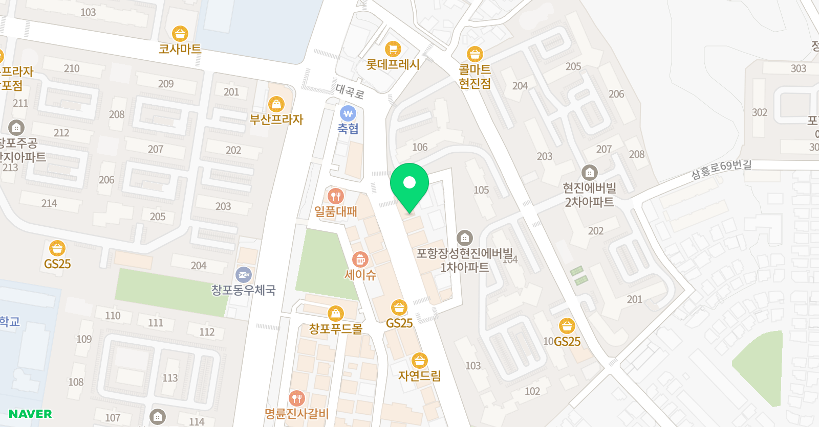 푸르넷 학원 포항장성점 위치