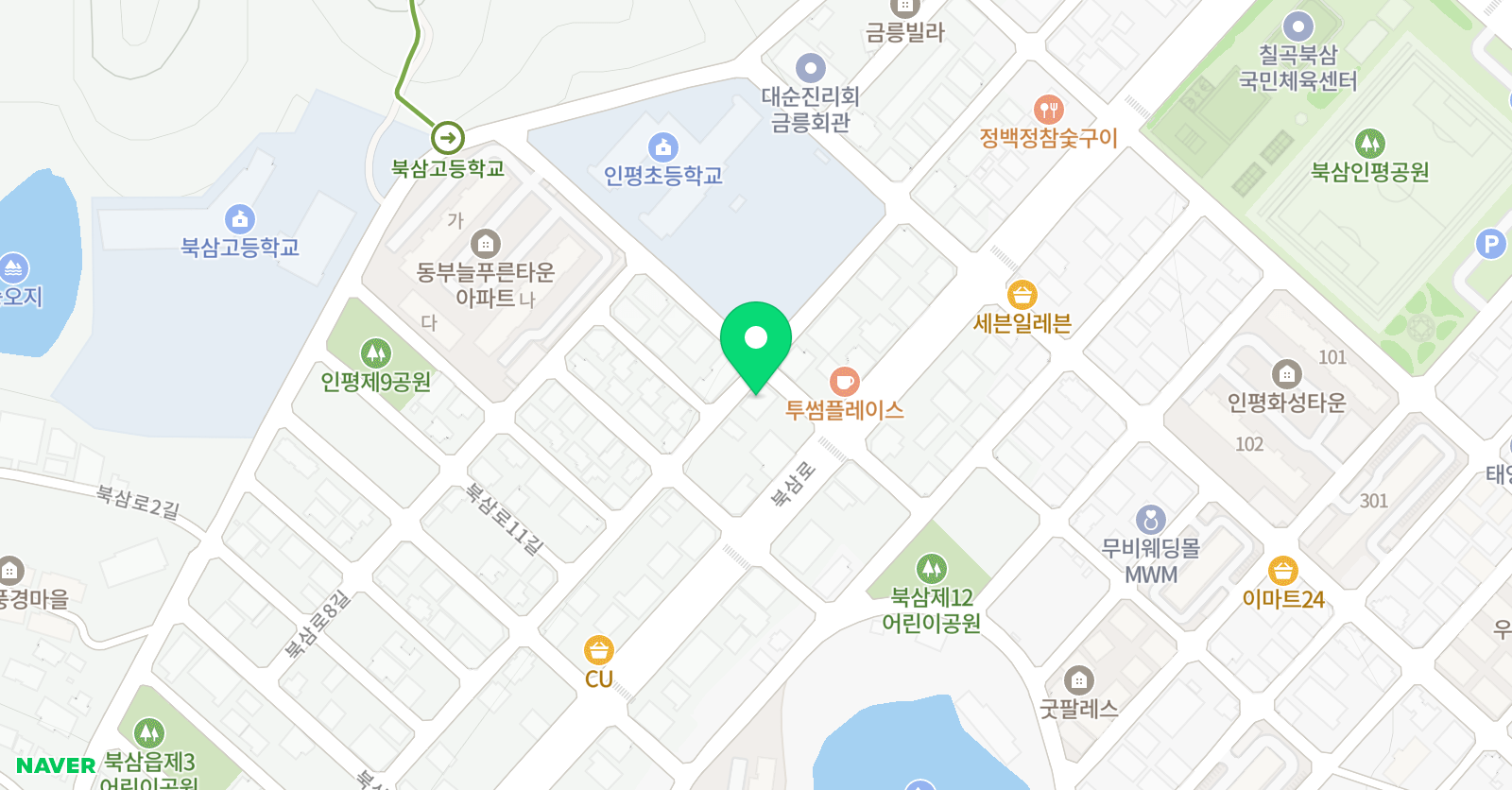 영어숲 윤선생 영어교실 왜관북삼어학원 위치