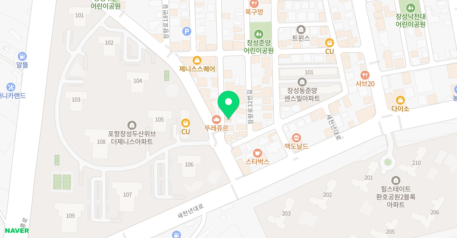 스마트해법 수학 포항장성점 위치