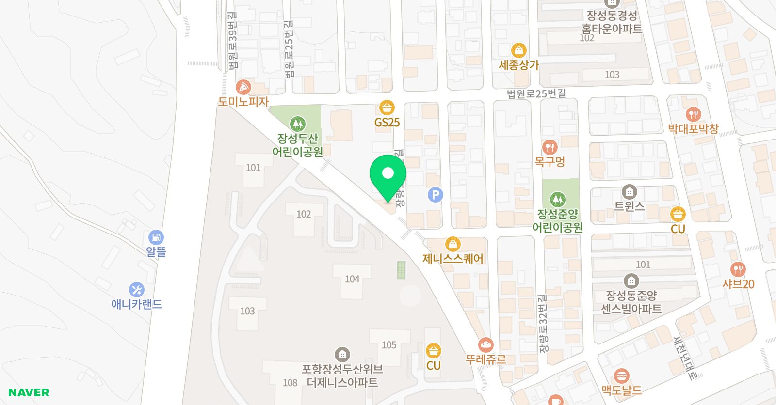 딱풀리는수학 장성점 위치