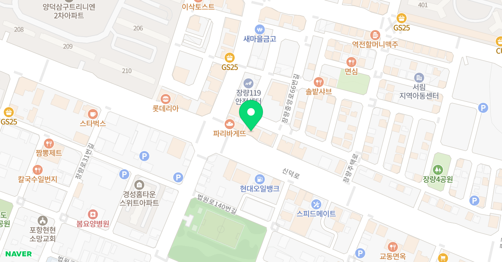 와이엘케이 학원 양덕법원점 위치
