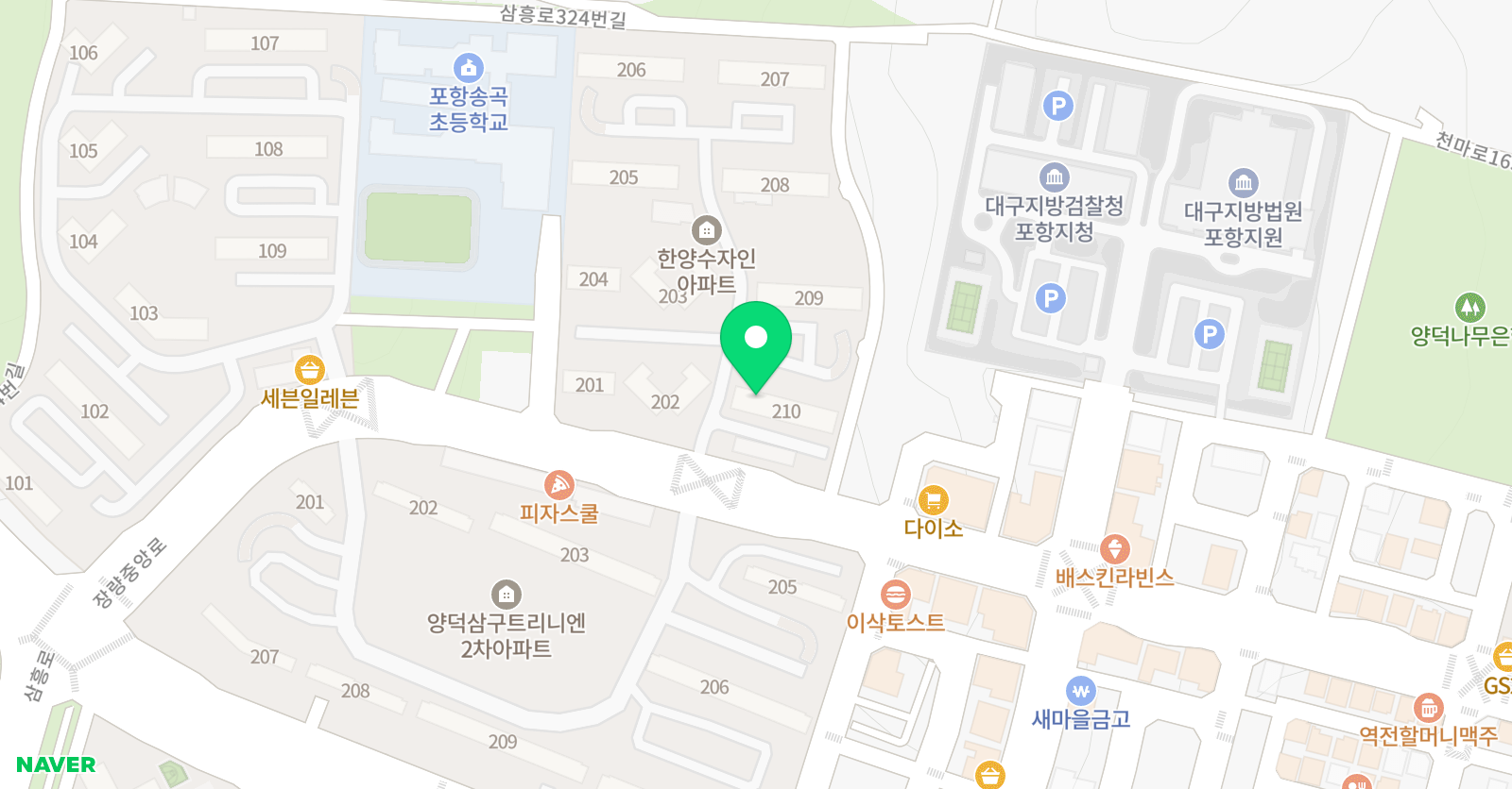 솔루니양덕 한양수자인홈스쿨 위치