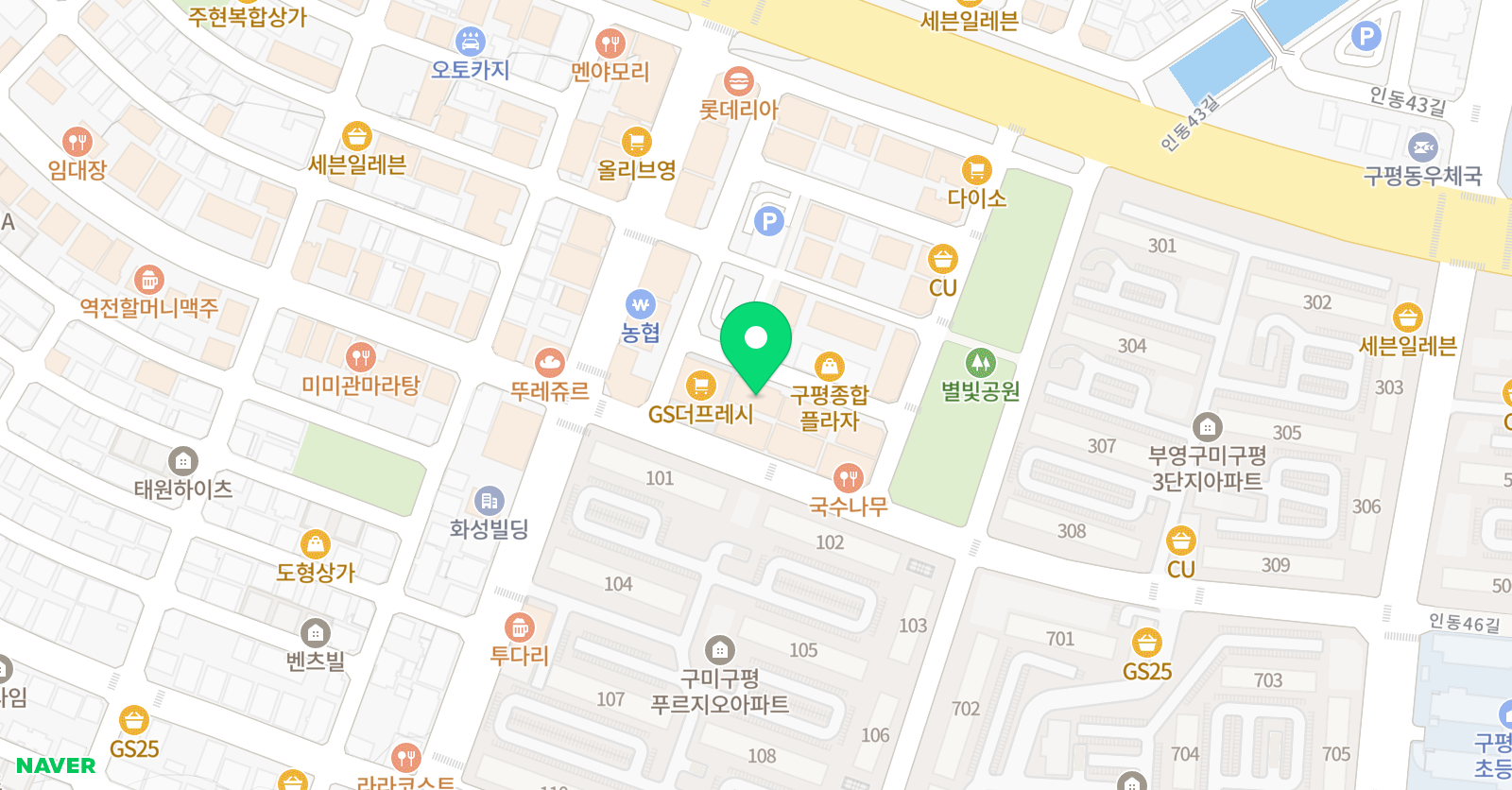 샬롬코리아 사커스쿨 구평지점 위치