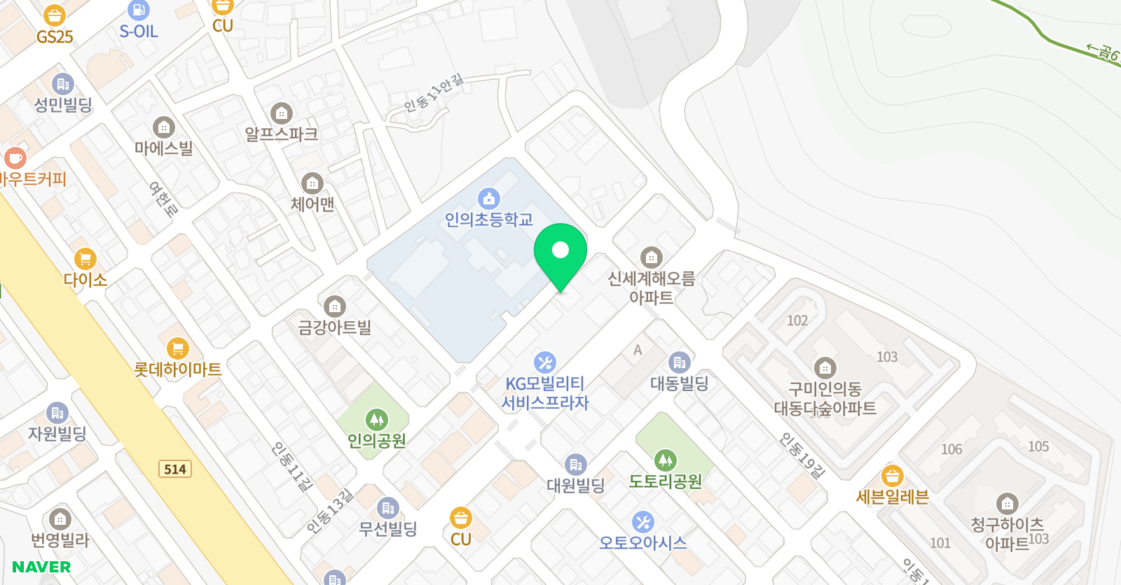 윤선생 영어숲 인의학원 위치