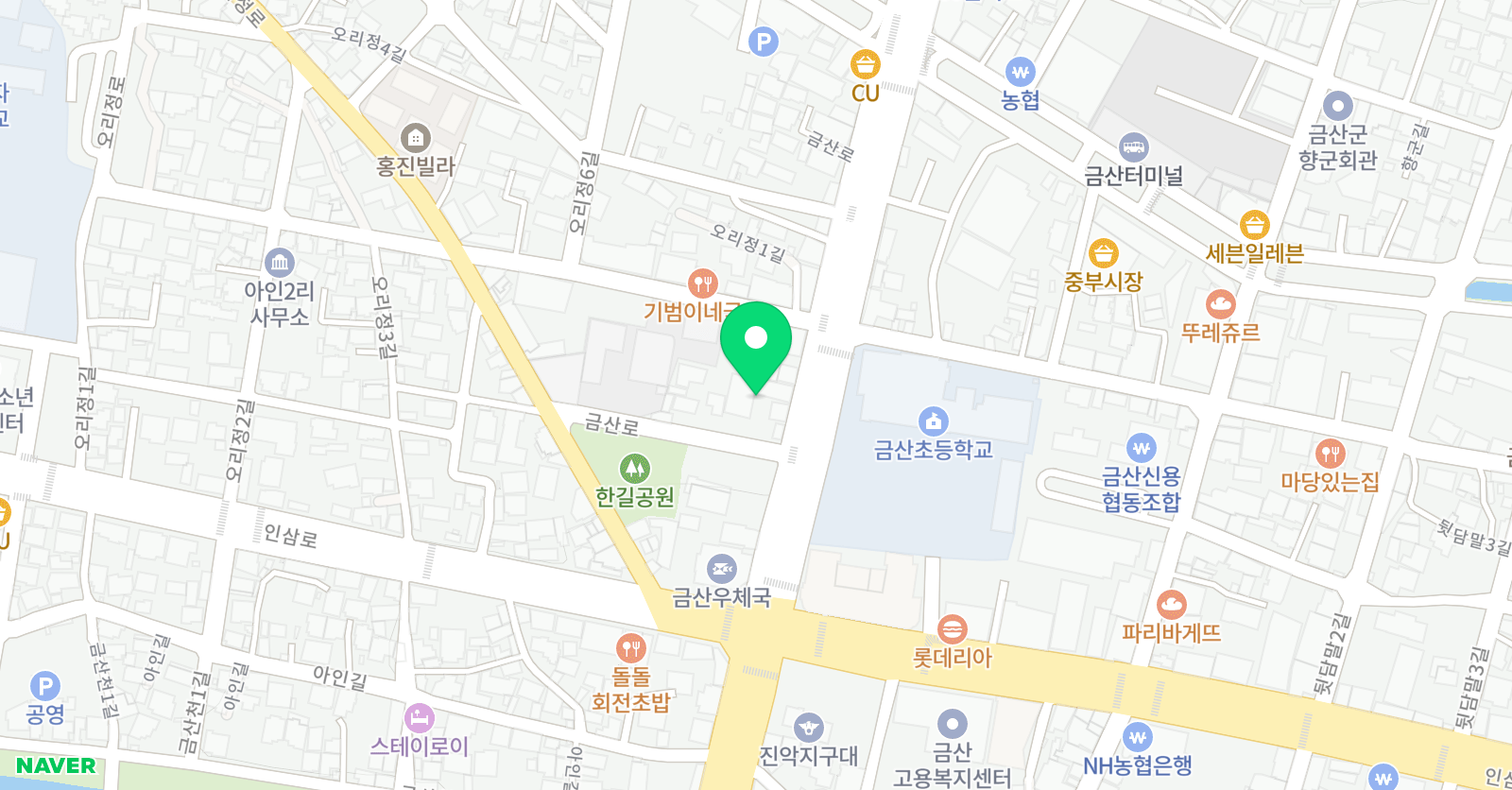 튼튼영어마스터클럽 한뫼 입시학원 위치