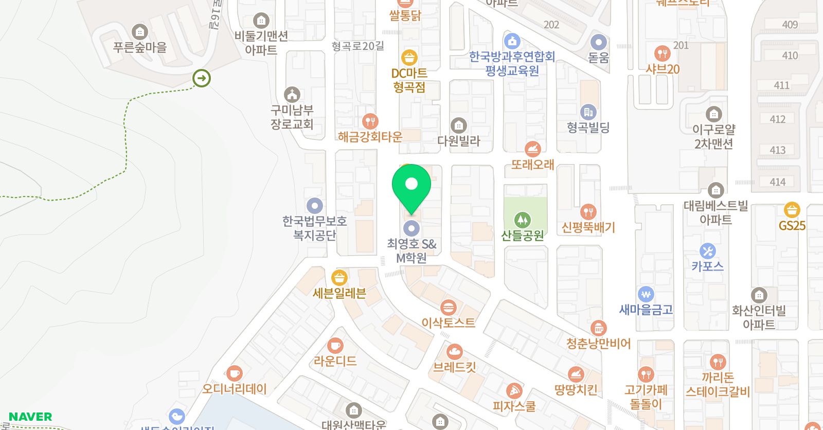 김성곤 국어학원 형곡 위치