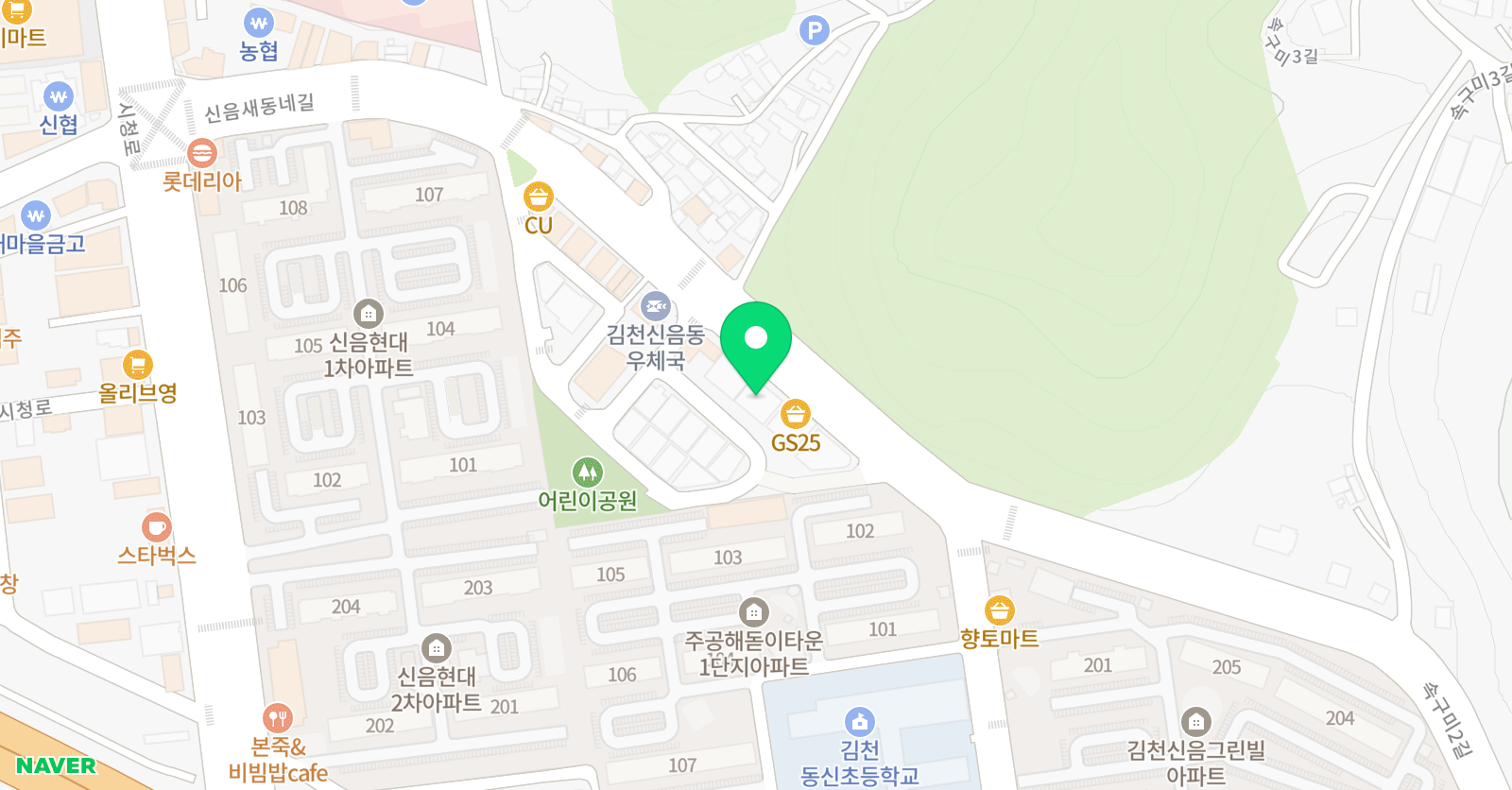 윤선생영어숲 김천신음 위치