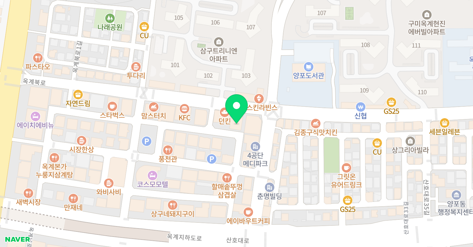 수학행수학전문학원 옥계학원 위치