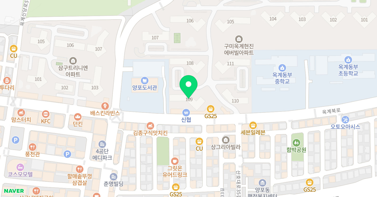 아소비 구미옥계현진에버빌점 위치