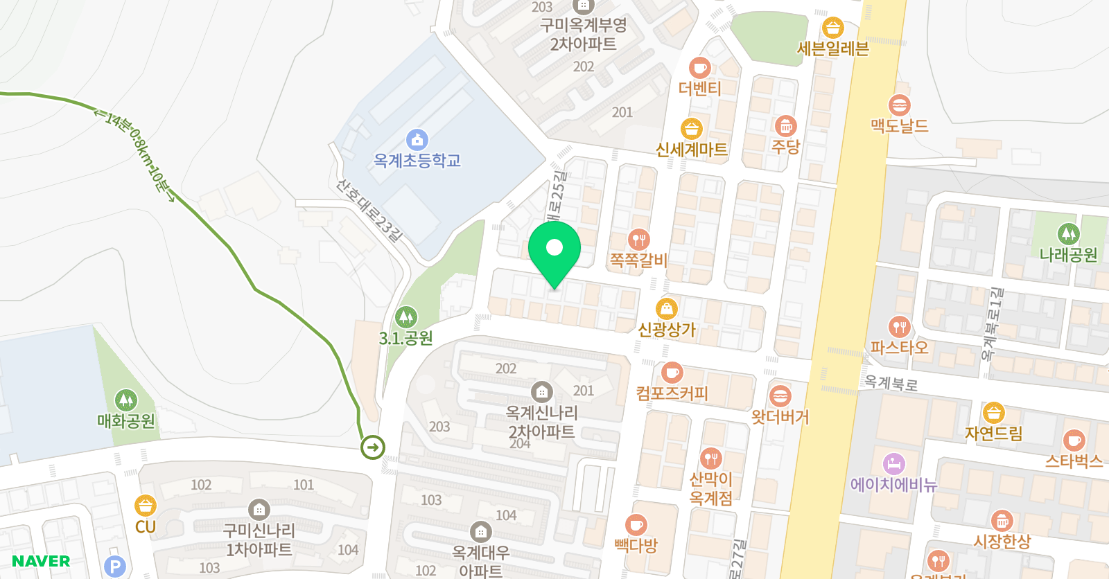 뮤엠 영어학원 구미옥계점 위치