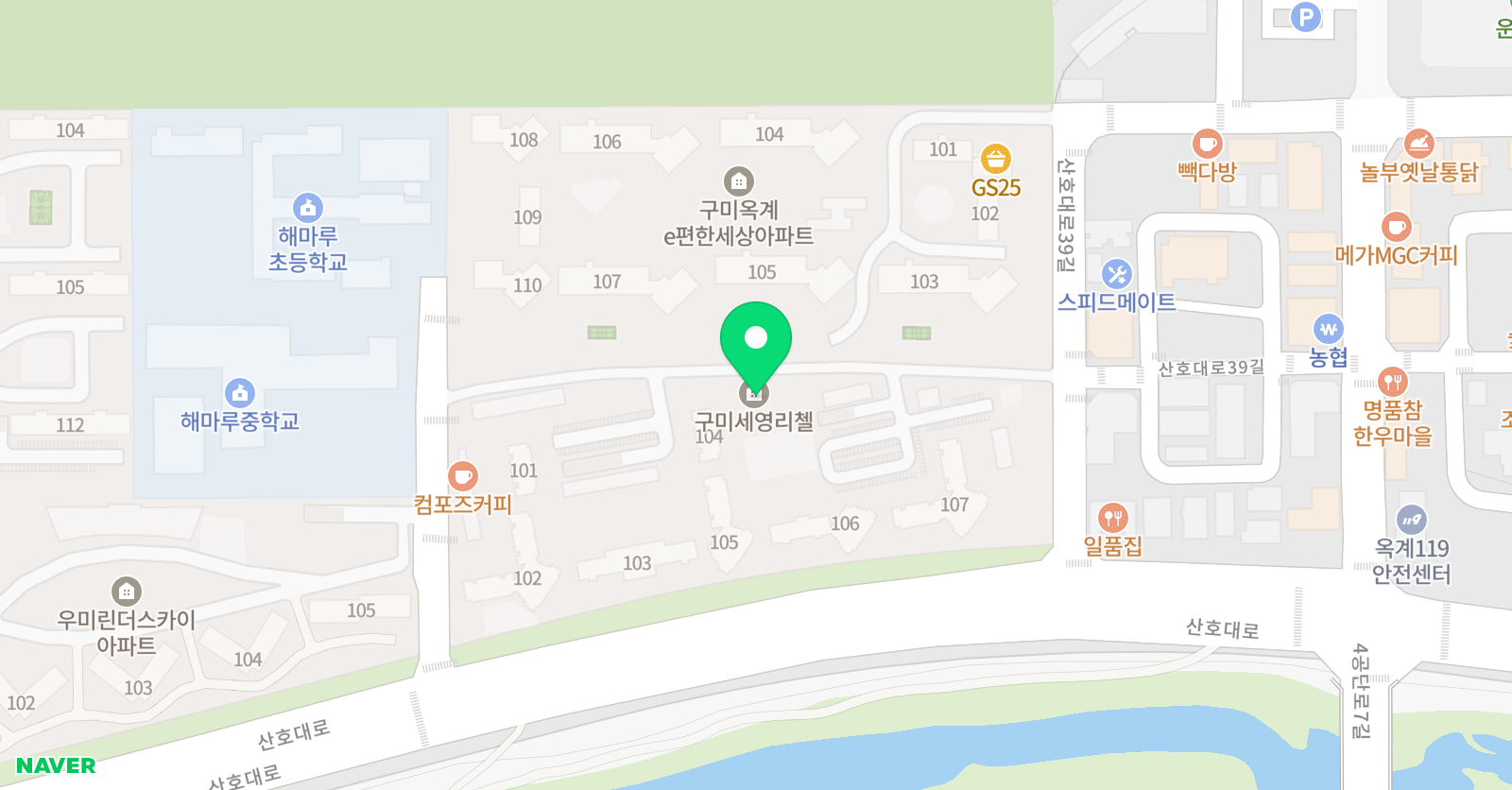 뮤엠 영어학원 옥계세영리첼 NEST 위치