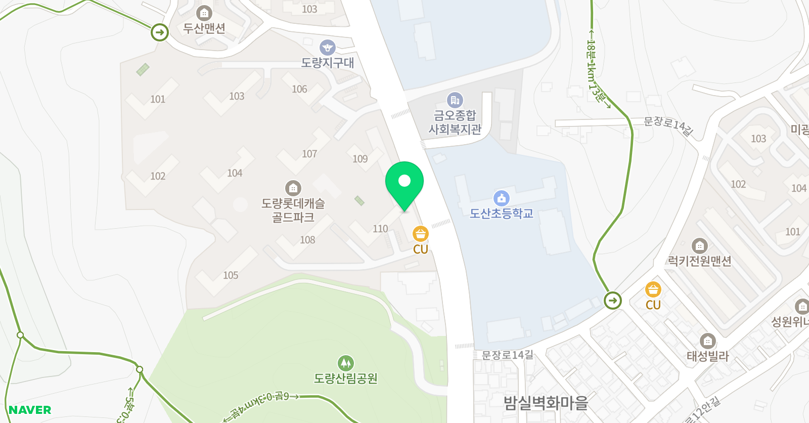 한솔노피곰 구미 도량캐슬점 학원 위치