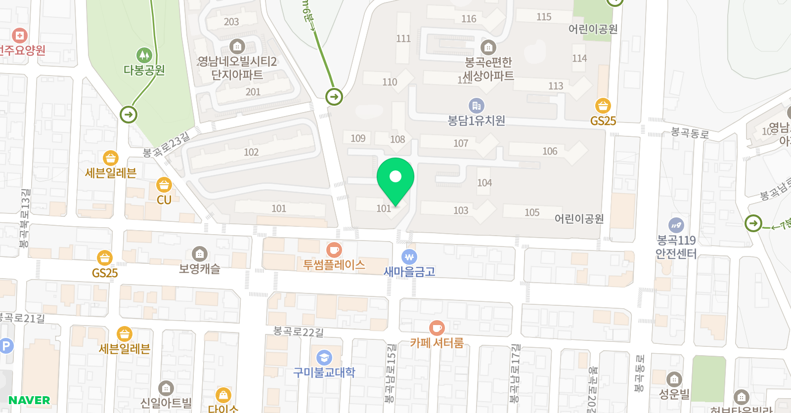 빨간펜 수학의달인 봉곡e편한세상점 위치