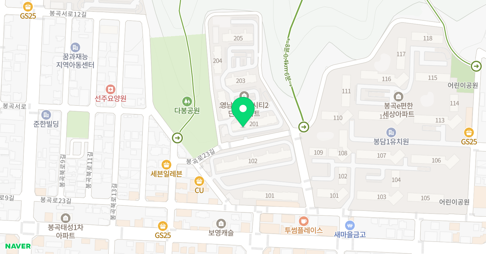 빨간펜 수학의달인 봉곡영남네오빌점 위치
