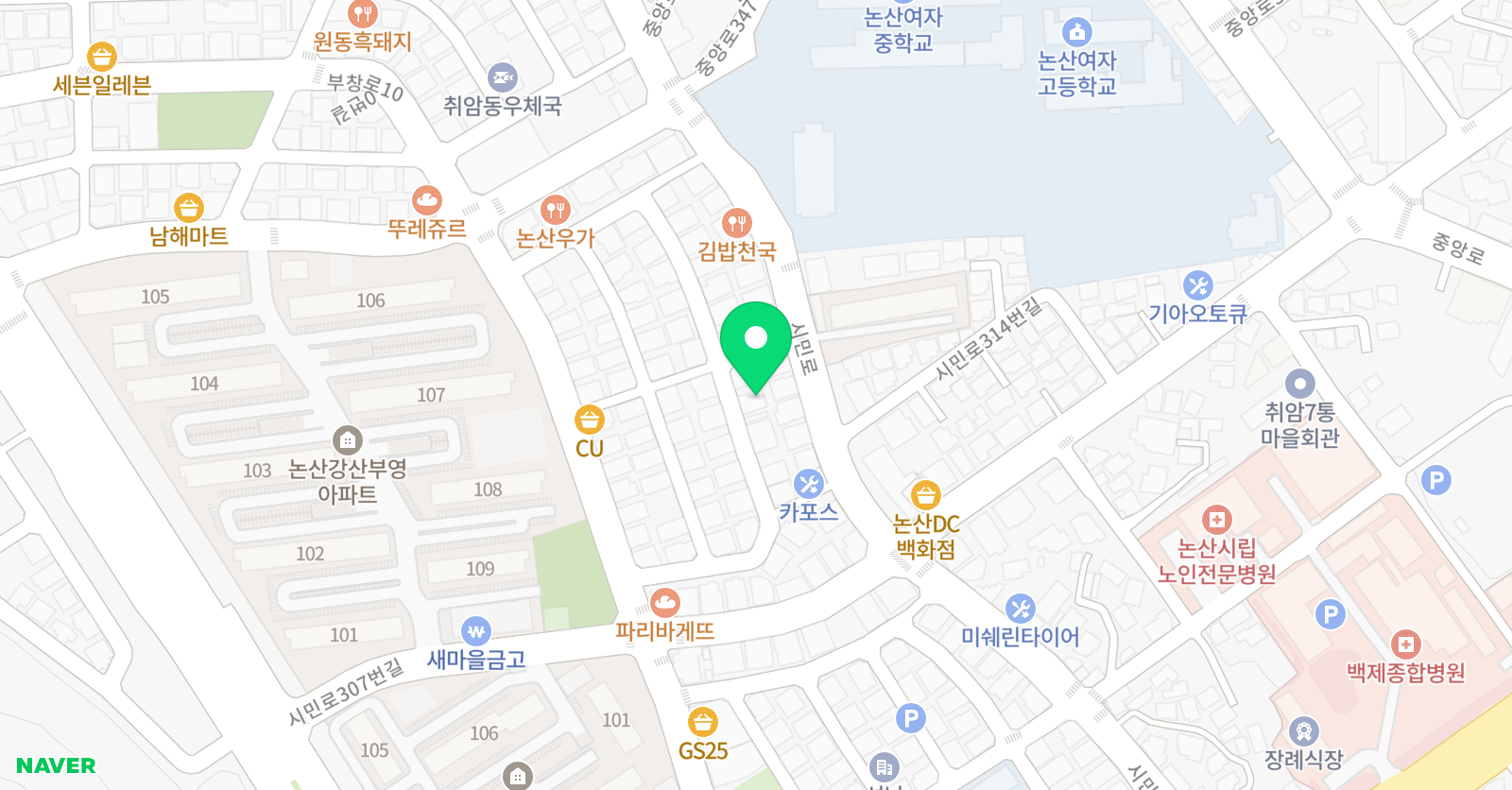 한솔속셈 학원 위치
