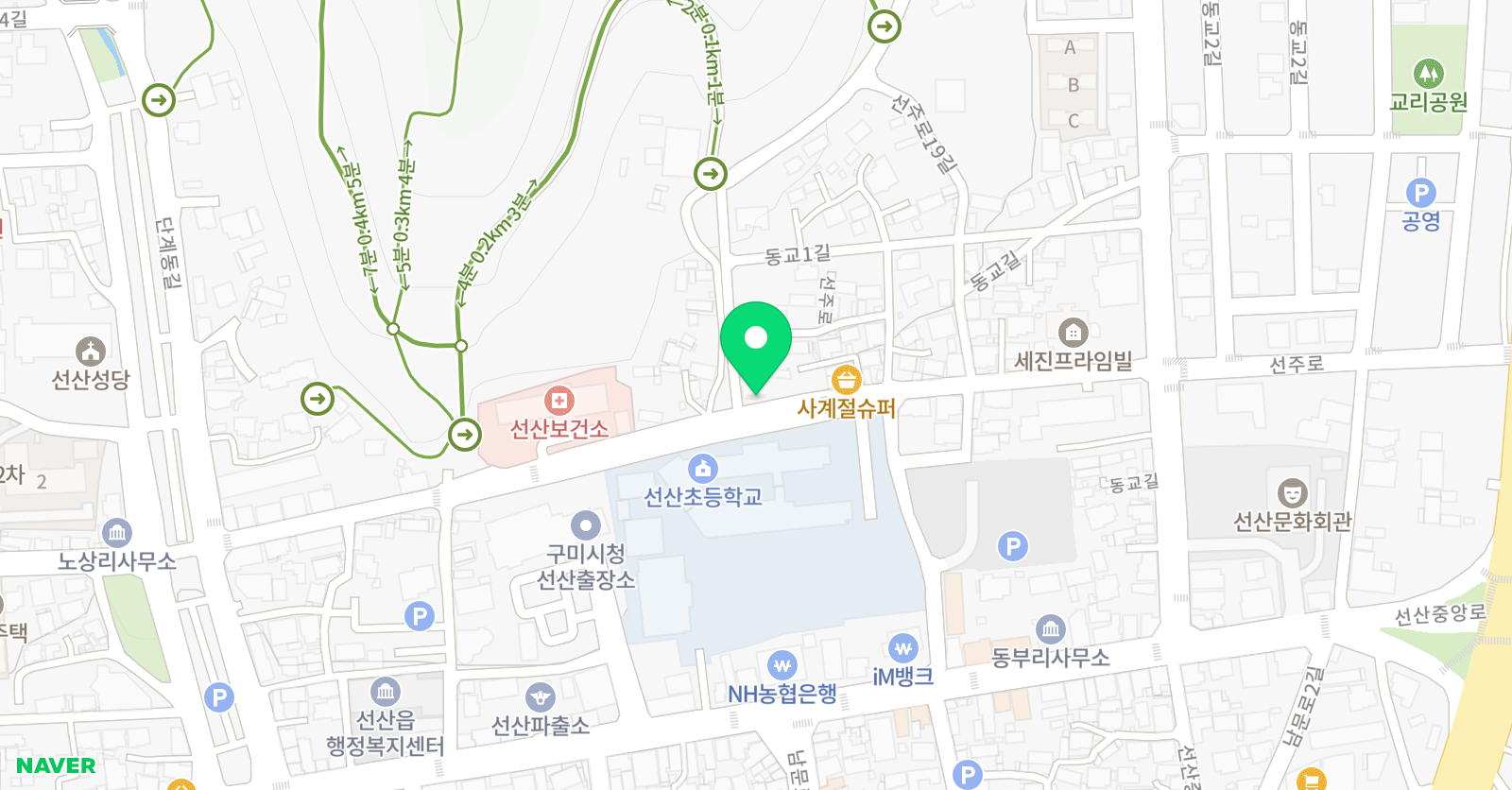 GNB 영어전문학원 선산캠퍼스 위치