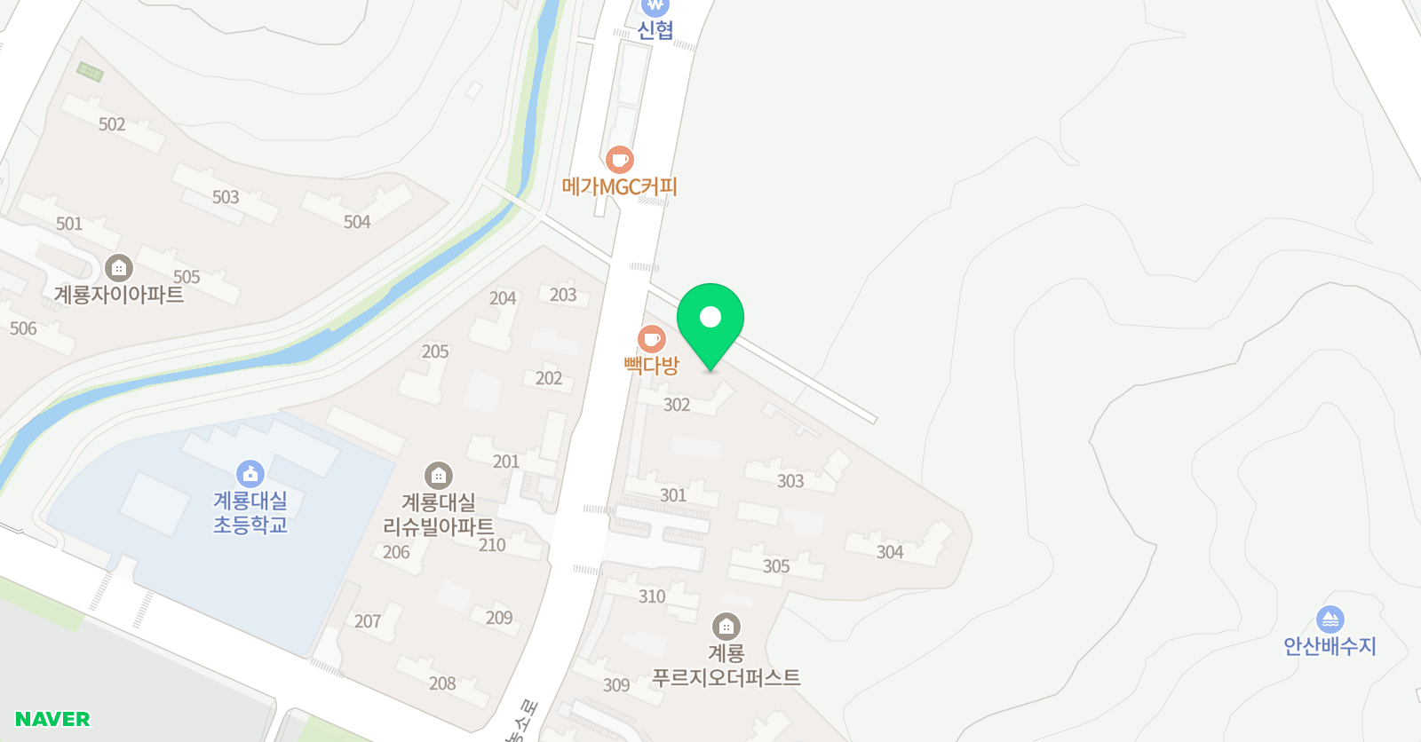 종로엠스쿨 계룡직영학원 위치