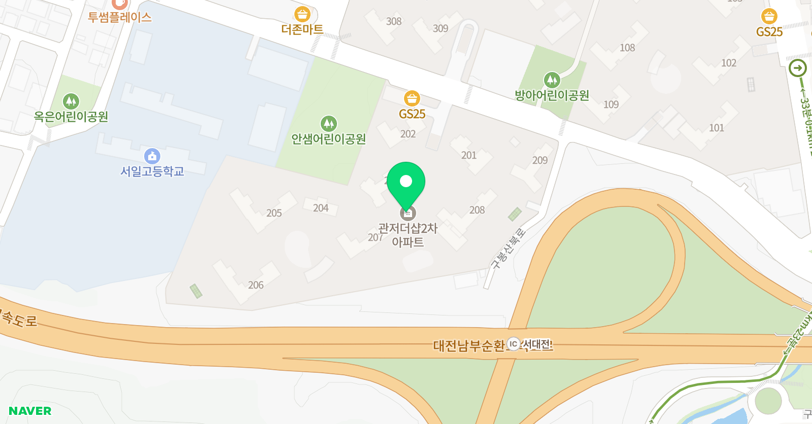 홈런스마트학습센터 관저더샵2차점 위치