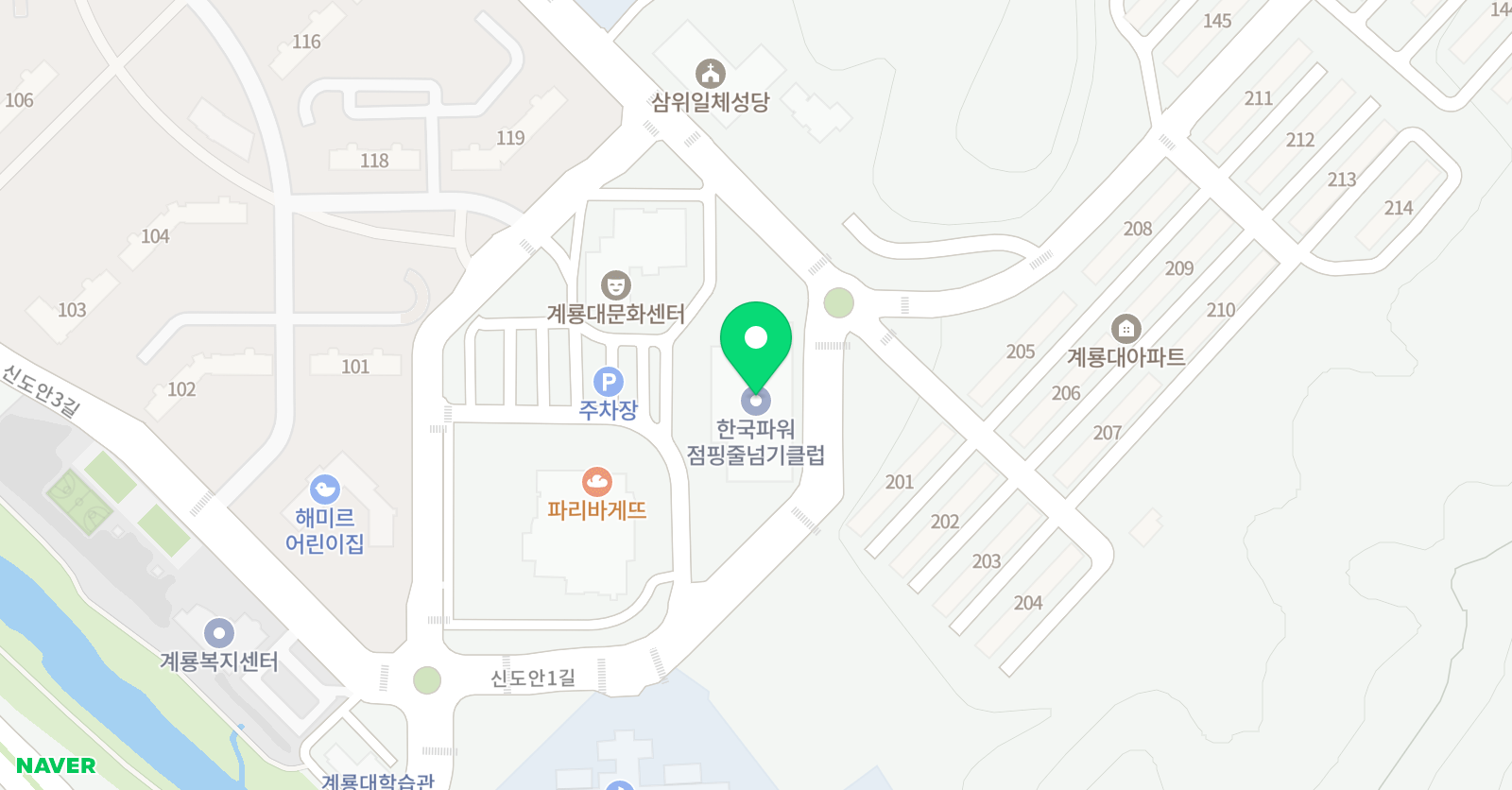한국파워 점핑줄넘기클럽 계룡 위치