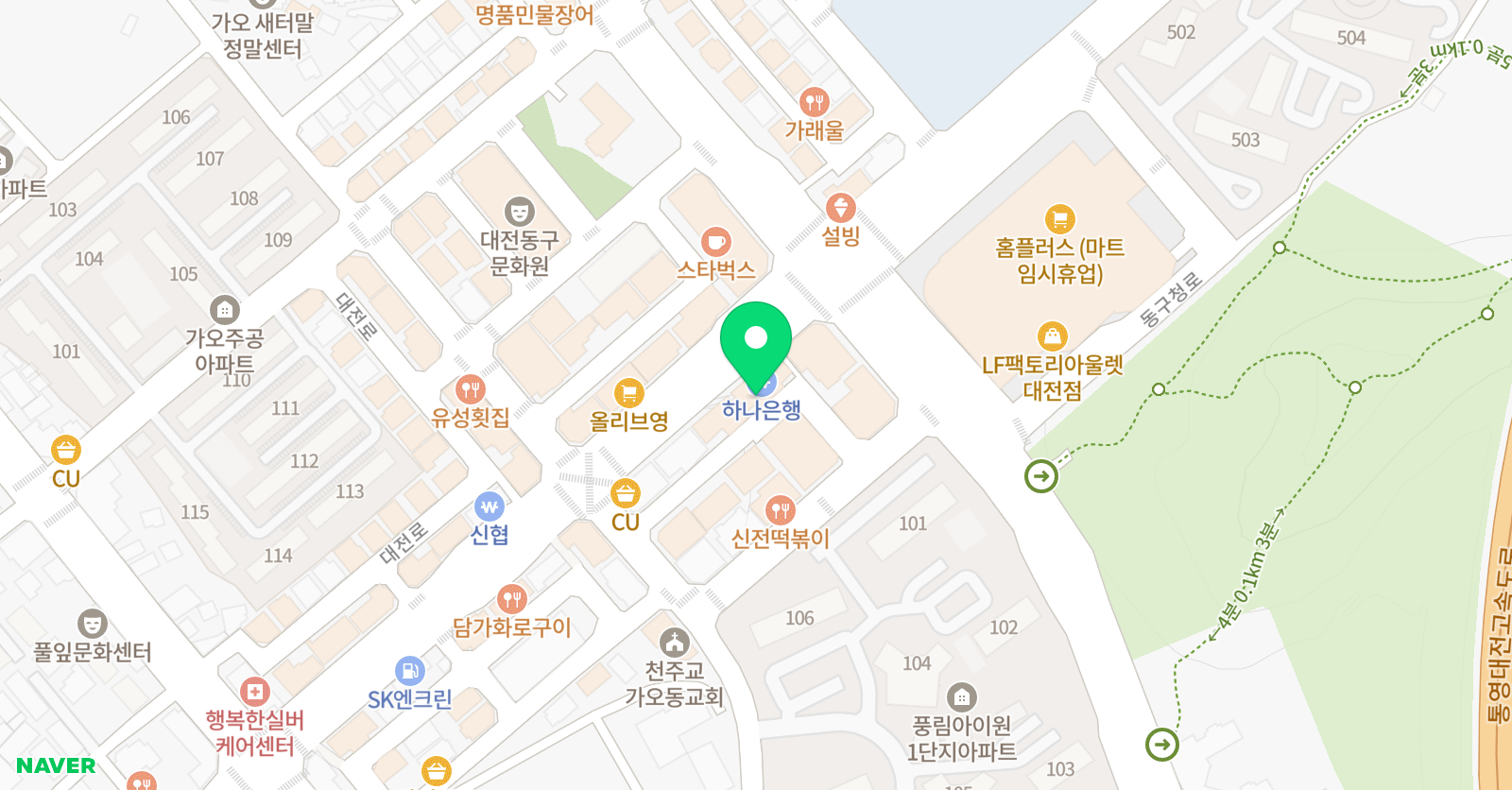 상록탑 학원 위치