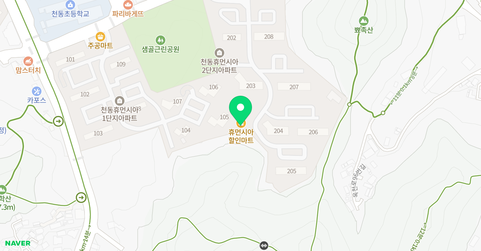 천동 천재수학교습소 위치