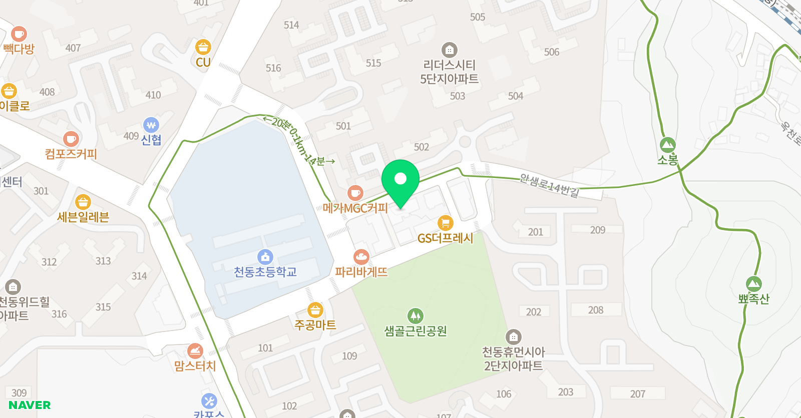 YBM램클래스 대전천동1 위치