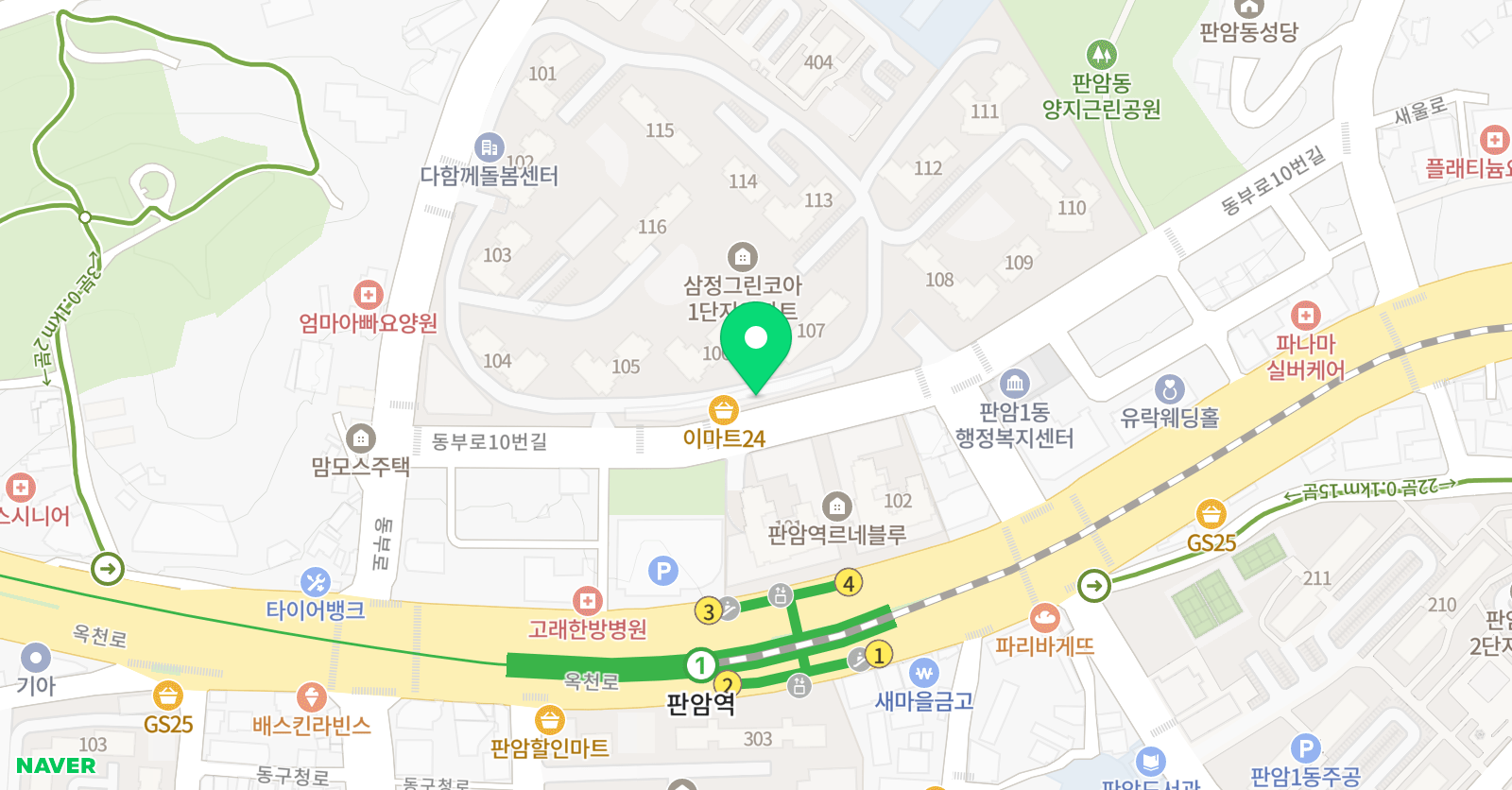 판암 한솔 수학 위치