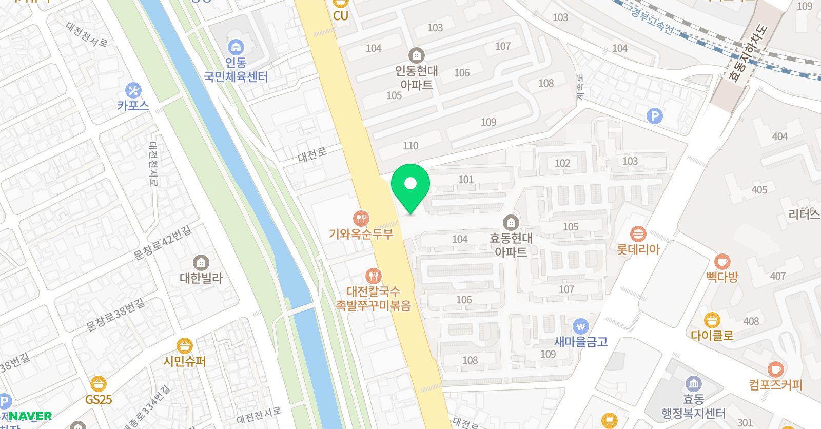 유니팝 미술학원 대전효동센터 위치