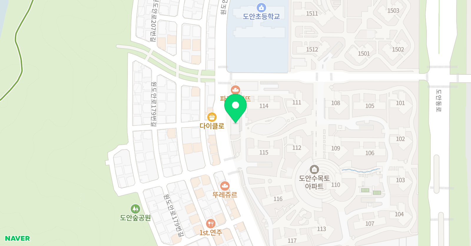 홍인수목토 태권도 위치
