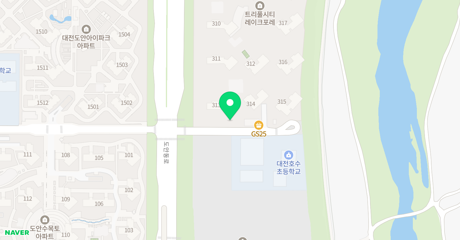아소비 교육원 도안갑천 3블럭점 위치