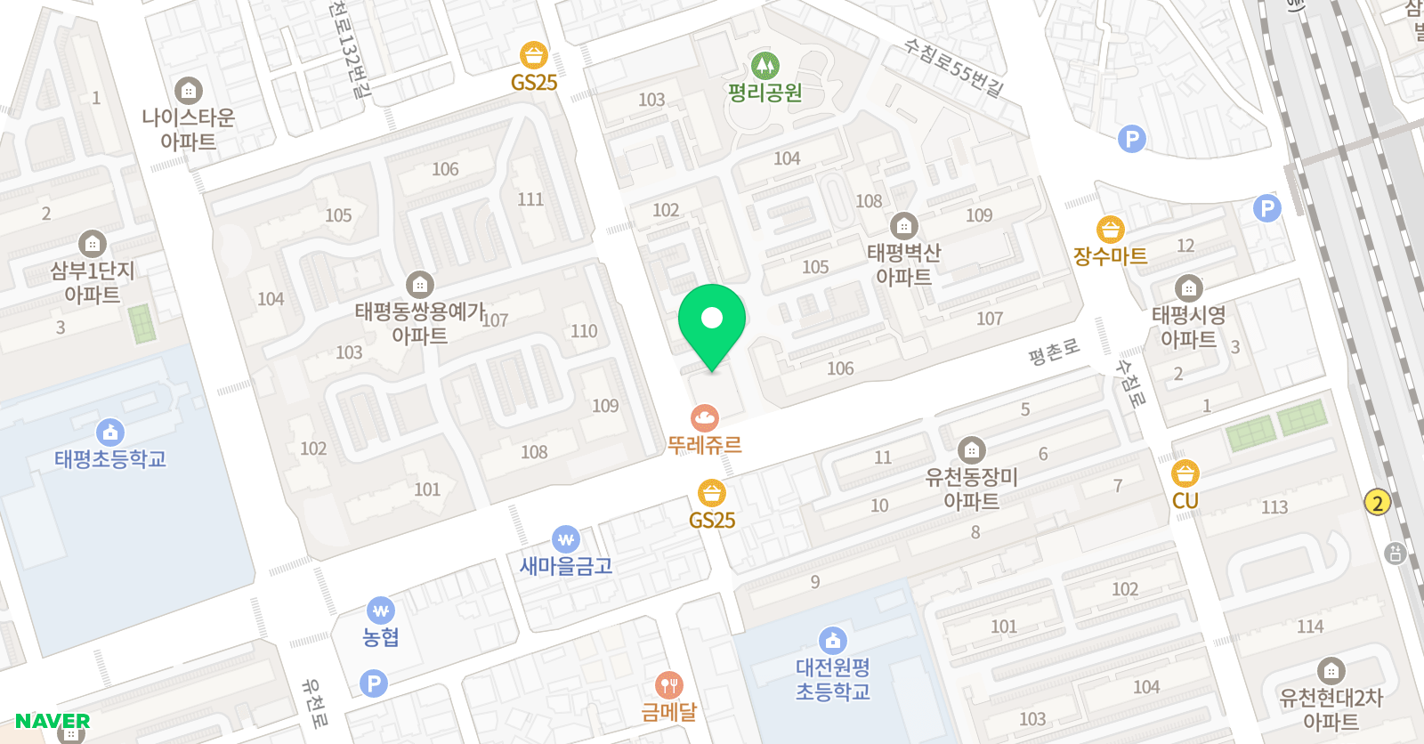 뮤엠 영어 벽산태평점 위치