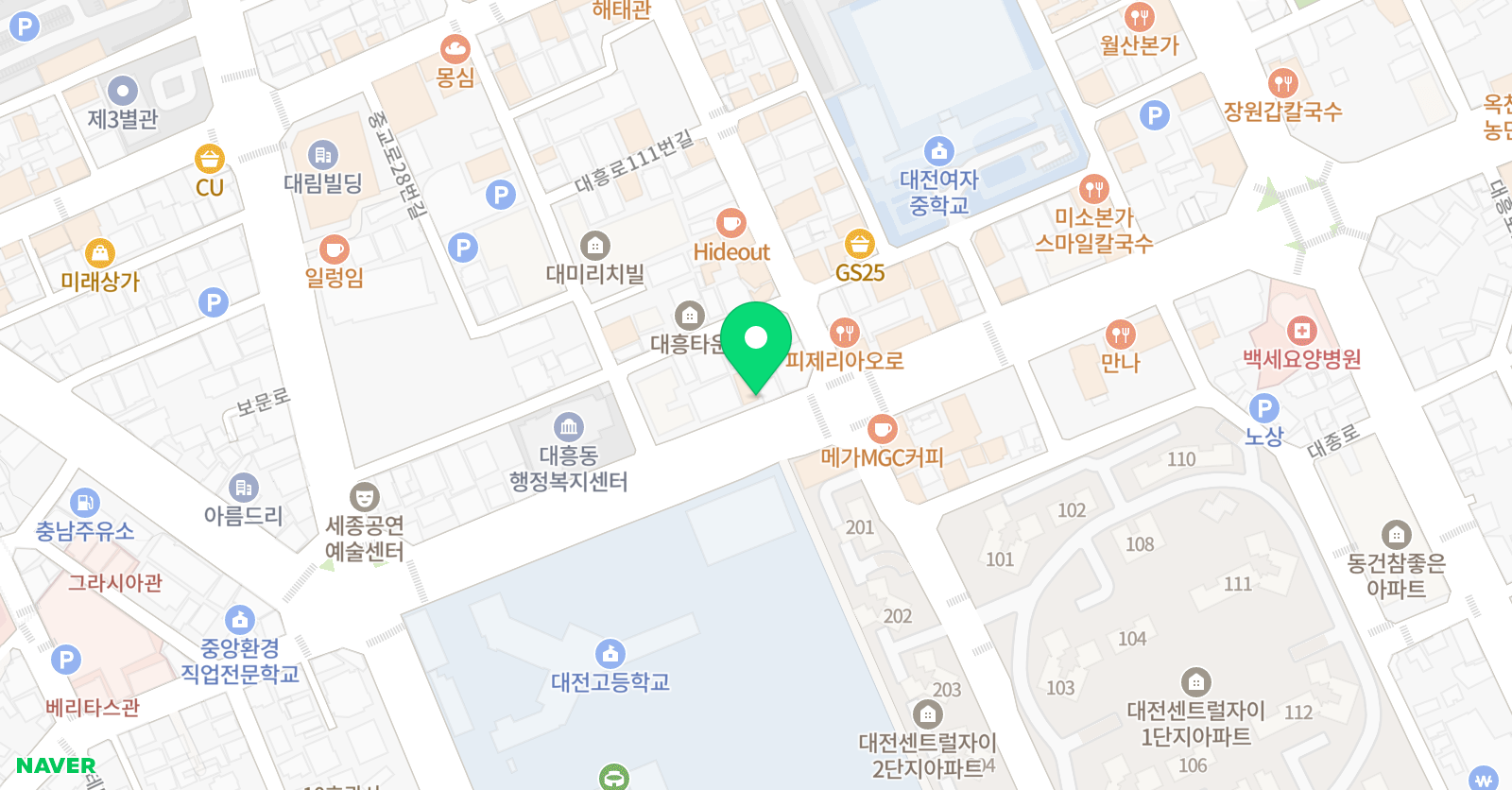 뮤엠 영어 대흥점 위치