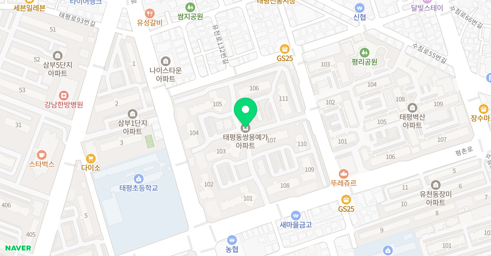 빨간펜수학의달인 수학학원 태평쌍용예가점 위치