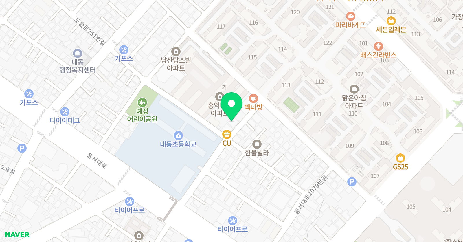 JE양우 합기도&트니트니 유아체육 내동점 위치