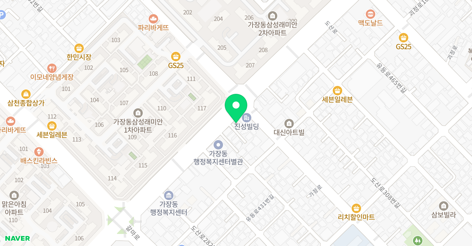 정상 태권도체육관 위치